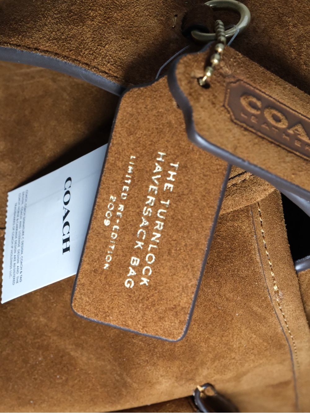 Coach Chestnut Brown Suede Turnlock Haversack Bag - Picture 14 of 16